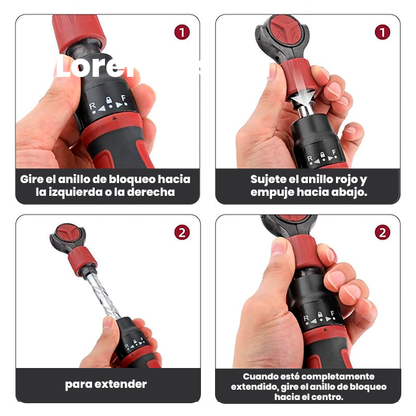 Llave Trinquete Extensible de Cabeza Giratoria