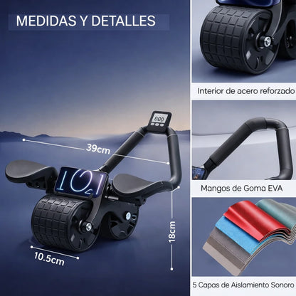 Rueda Abdominal Fit Rebote Automático + Tapete REGALO 🎁