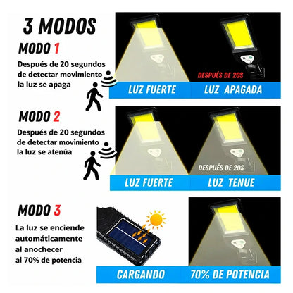 Lámpara Solar LED Para Exterior Con Sensor De Movimiento + Control
