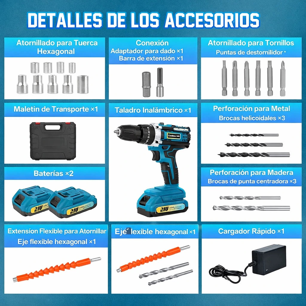 Kit Taladro Inalámbrico Makita Atornillador y Percutor