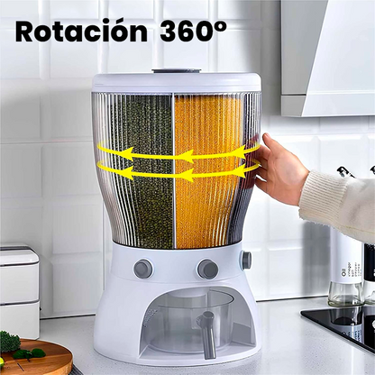 Dispensador Giratorio de Granos de 4 Compartimentos