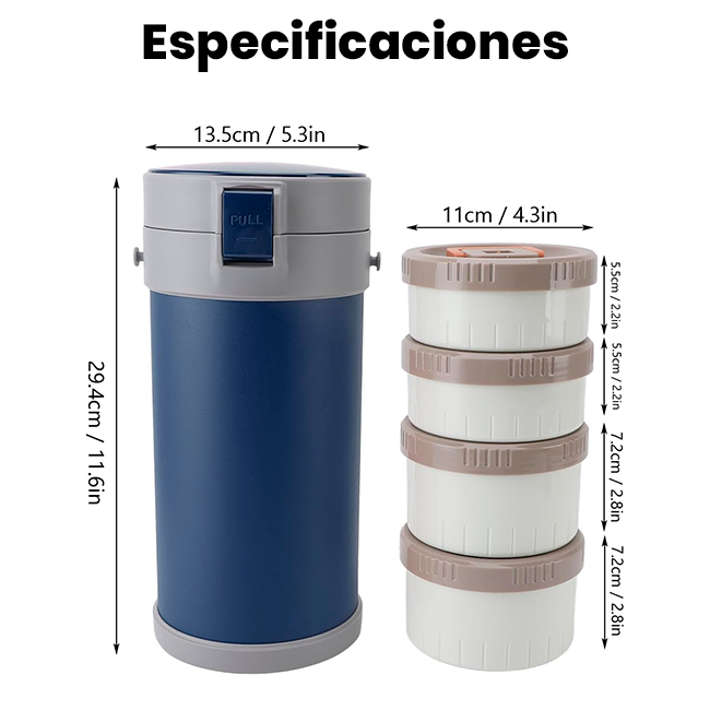 Portacomidas Apilable Aislado de 4 Niveles