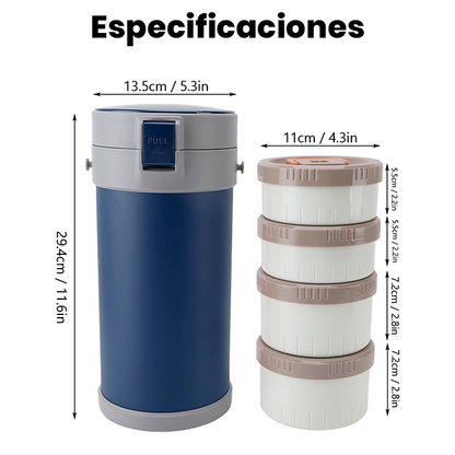 Portacomidas Apilable Aislado de 4 Niveles