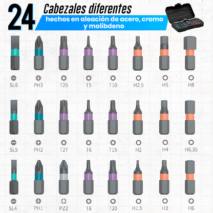 Set Destornillador Magnético 24 en 1