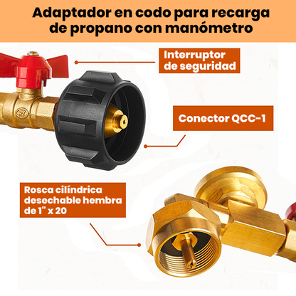 Adaptador de Recarga de Propano con Medidor
