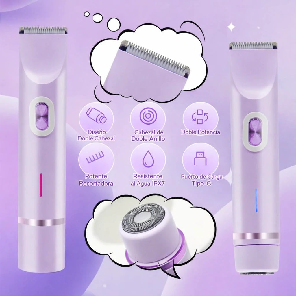 Kit Rasuradora Eléctrica Para Mujer 2 En 1 Recargable
