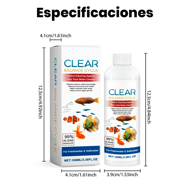 Limpiador Clarificante de Agua para Pecera x2