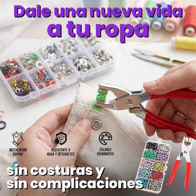 Kit Broches De Cierre A Presión Para Confección En Colores