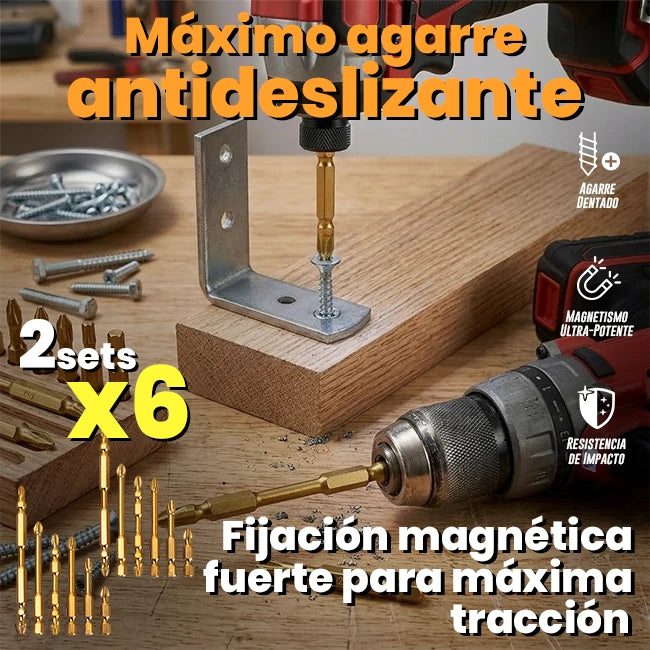 2 Kits x6 Puntas Destornilladoras Magnéticas Cabeza Cruzada