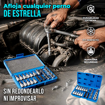 Kit 34 Piezas Torx Extracción Tuercas Y Tornillos