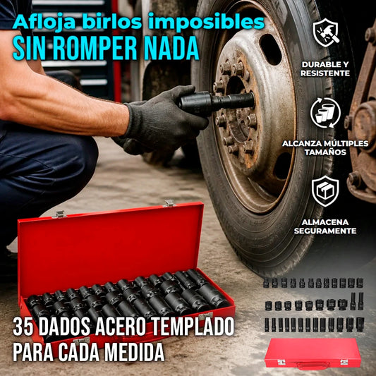 Kit 35 Copas Llave De Impacto ½ Pulgada Acero Cromo Vanadio