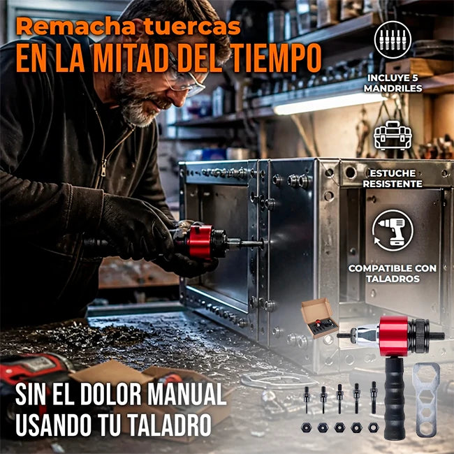 Kit Adaptador Remachadora para Taladro 5 Clavijas (M3 M4 M5 M6 M8)