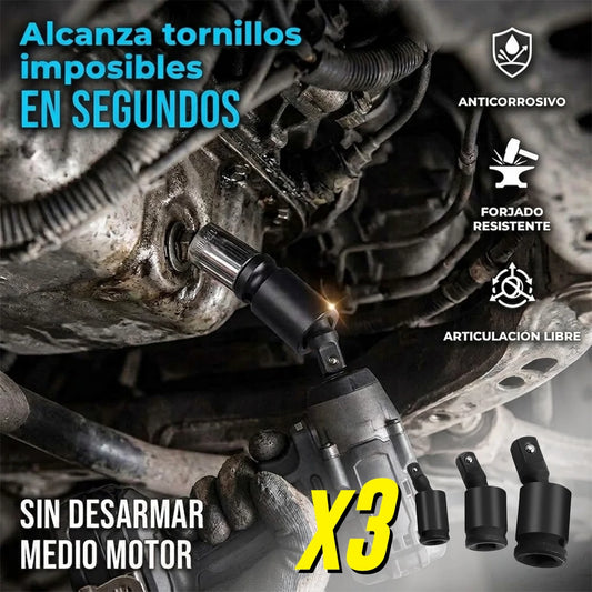Kit X3 Conectores Rotativos Universales Para Trinquete Y Llave De Impacto