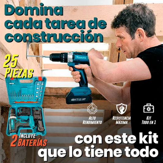 Kit Taladro Inalámbrico Makita Atornillador y Percutor
