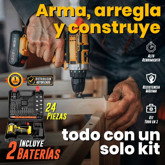 Kit Taladro Inalámbrico DeWalt Atornillador Percutor 24 Piezas