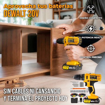 Kit Taladro Percutor Inalámbrico 48v Doble Batería