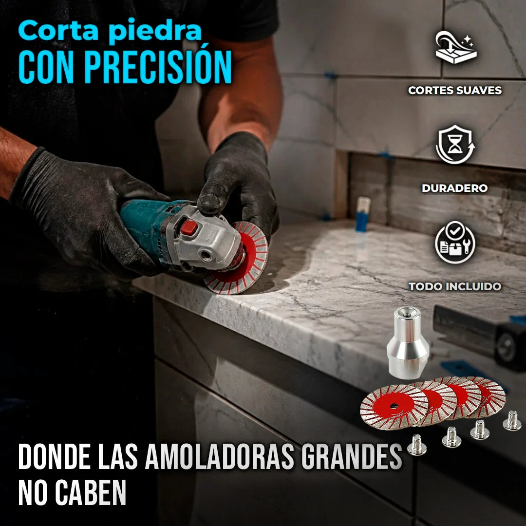 Kit X4 Discos Diamante Mini Pulidora Para Corte Azulejo Con Adaptador