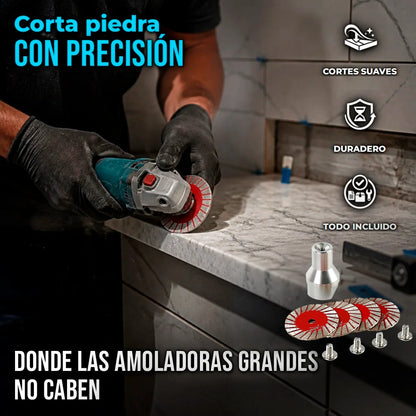 Kit X4 Discos Diamante Mini Pulidora Para Corte Azulejo Con Adaptador
