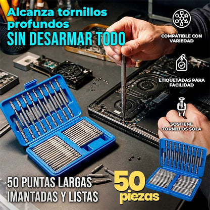 Kit x50 Puntas Destornillador Magnéticas Extra Largas Taladro