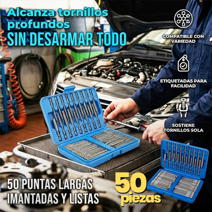 Kit x50 Puntas Destornillador Magnéticas Extra Largas Taladro