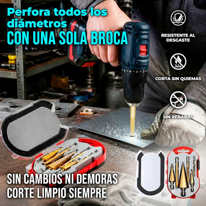 Kit X6 Brocas De Titanio Escalonadas Y De Corte Multifuncionales