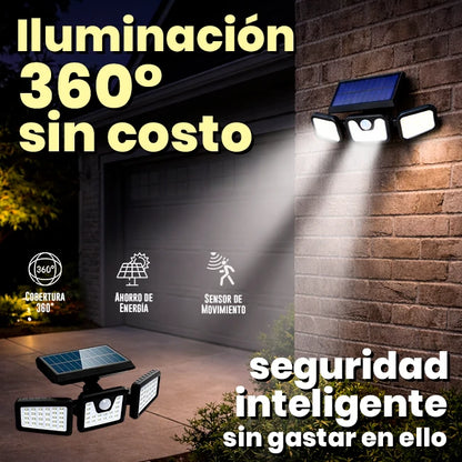 Lámpara Solar Exterior 3 Cabezales Ajustables 70 Leds IP65
