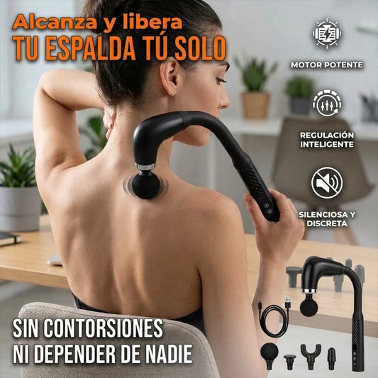 Masajeador De Espalda Mango Extendido Recargable 4 Cabezales 9 Niveles