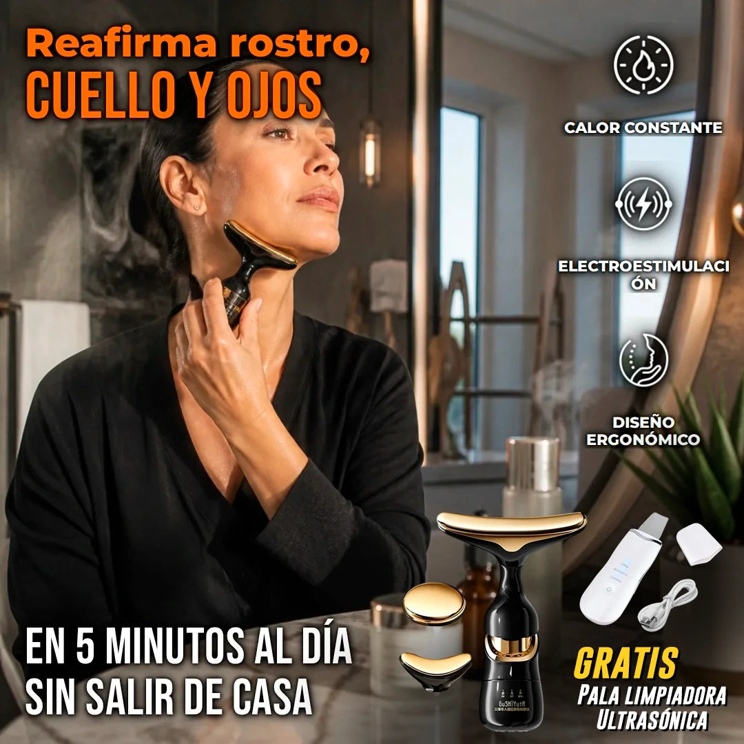 Masajeador Facial Antiarrugas 3 En 1 GRATIS Pala Limpiadora Ultrasónica