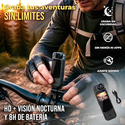 Mini Cámara Digital Deportiva 1080p Visión Nocturna Lente Giratoria 180°