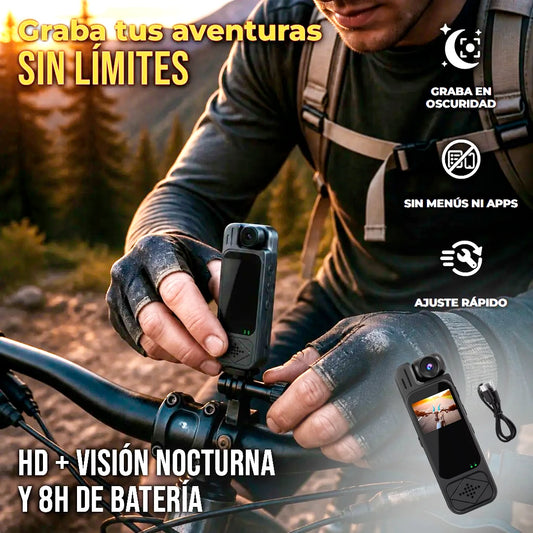Mini Cámara Digital Deportiva 1080p Visión Nocturna Lente Giratoria 180°