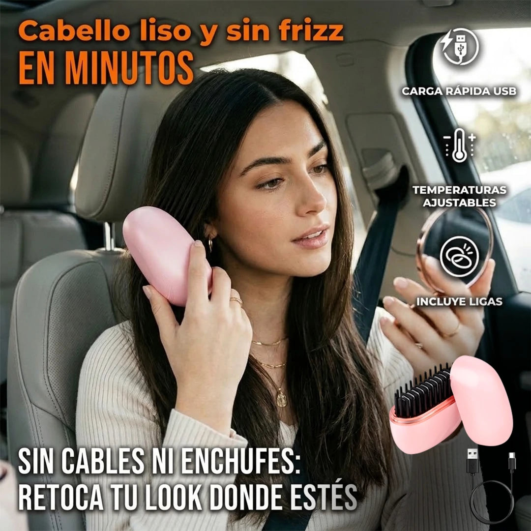 Mini Cepillo Alisador De Cabello Inalámbrico Recargable