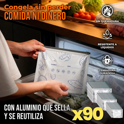 Pack X90 Bolsas De Almacenamiento Aluminio Con Cremallera Reutilizables
