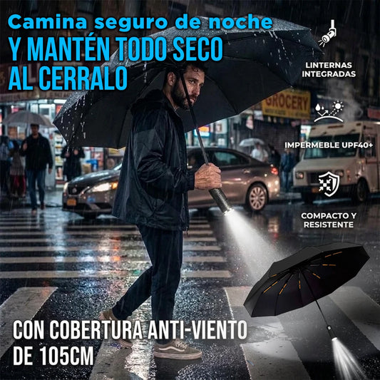 Paraguas Plegable Con Linterna LED Protección UV