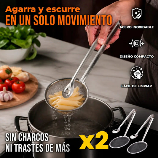 Pinza 2 En 1 Colador De Acero Inoxidable Multifuncional Para Cocina 🎁 Pague 1, Lleve 2