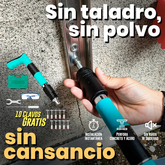 Kit Pistola Neumática Fijación De Clavos De Acero + 10 Clavos