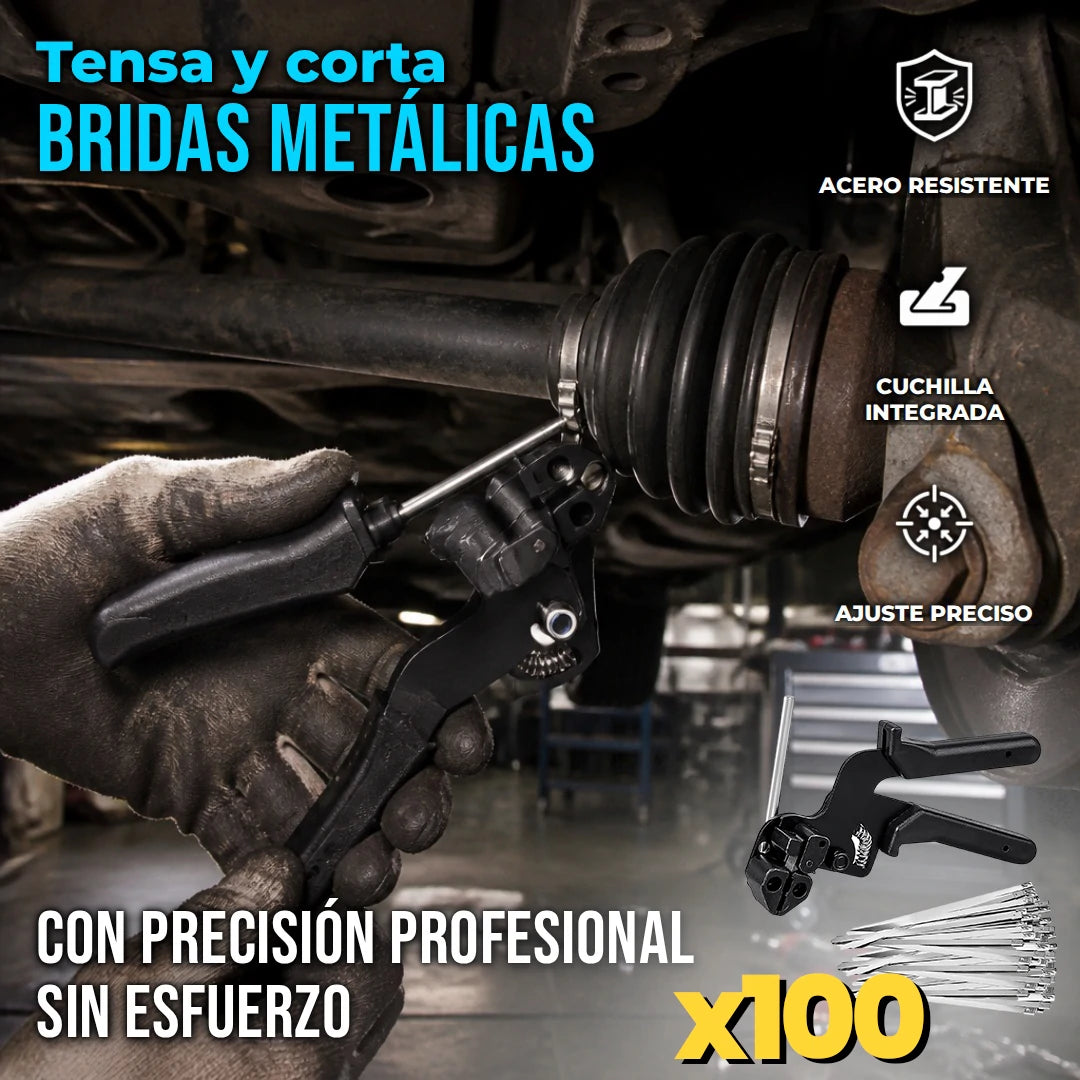 Kit Alicate Tensor De Bridas Metálicas de Sujeción + 100 Amarres Metálicos