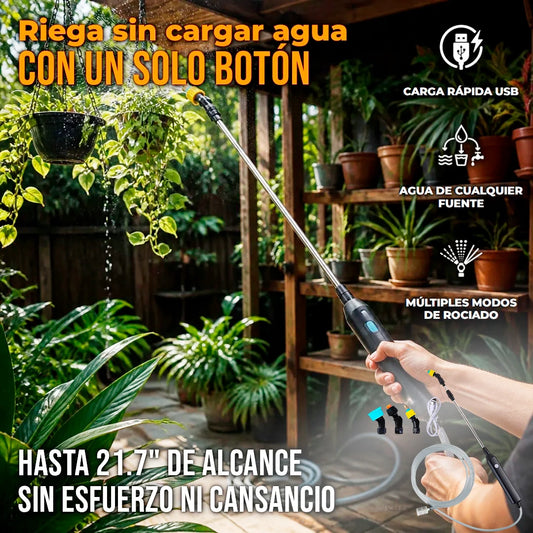 Kit Rociador Eléctrico Telescópico Recargable Para Jardín