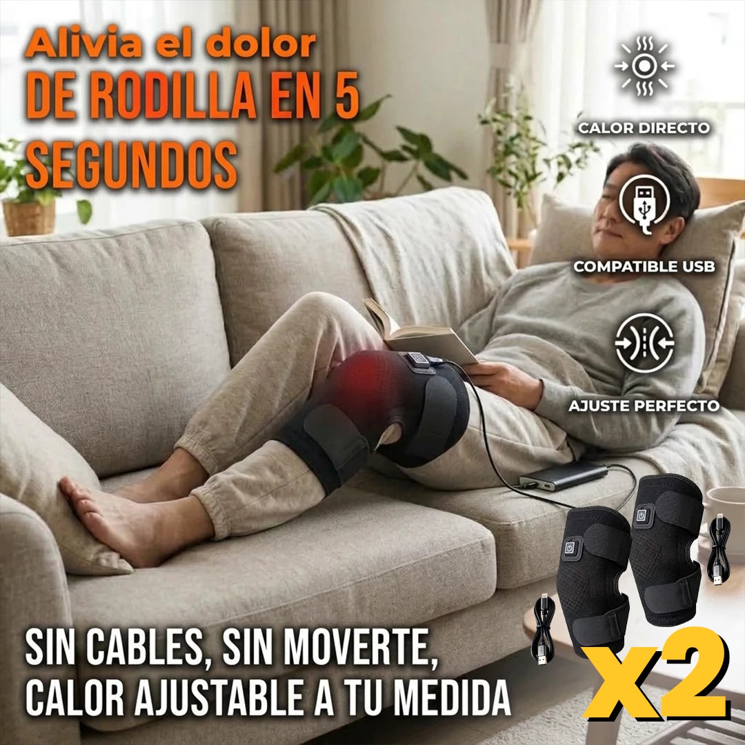 Pack X2 Rodillera Térmica Eléctrica Ajustable 3 Niveles De Calor