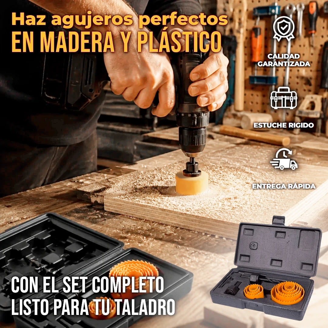 Kit x11 Piezas Copas De Sierra Profesionales Para Huecos Alto Rendimiento