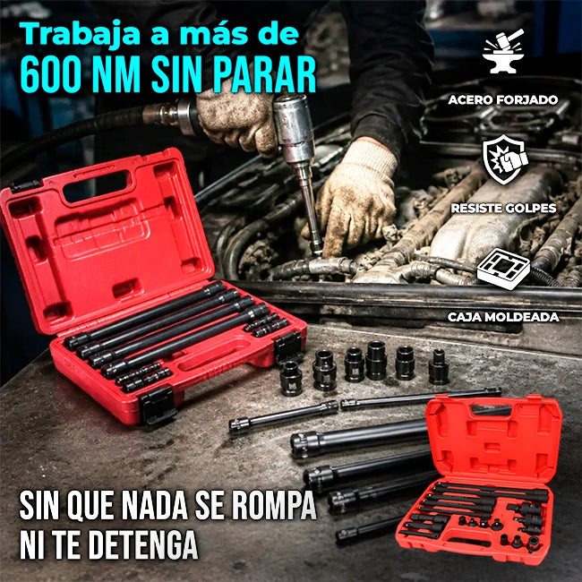 Set x18 Piezas Extensiones y Adaptadores Para Llave De Impacto y Ratchet