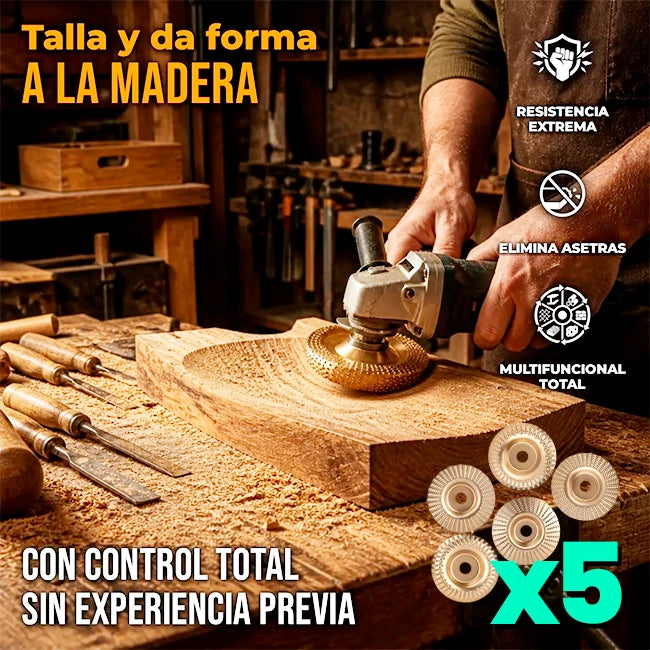 Set X5 Discos Amoladora Para Tallado Y Pulido Madera