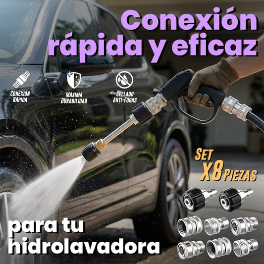 Set x8 piezas Adaptador Conector Para Hidro Lavadora A Presión Acero Inoxidable