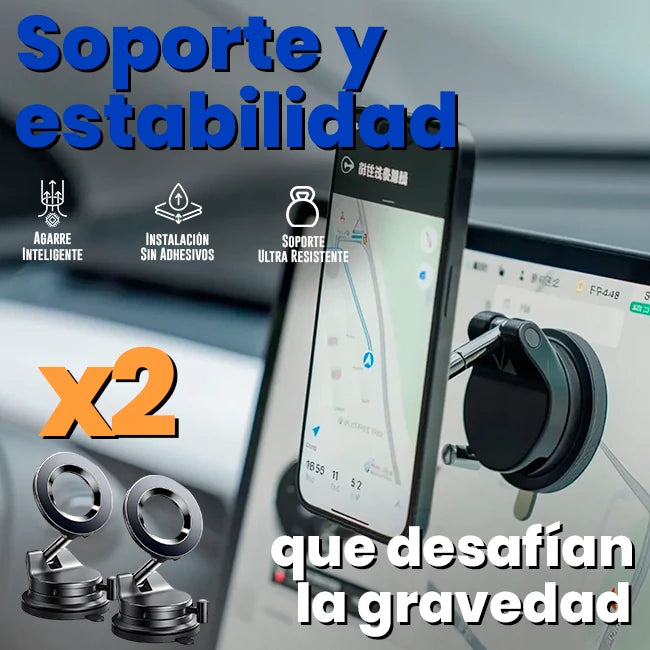 Kit x2 Soporte Magnético Smartphone Para Carro De Fijación Al Vacío
