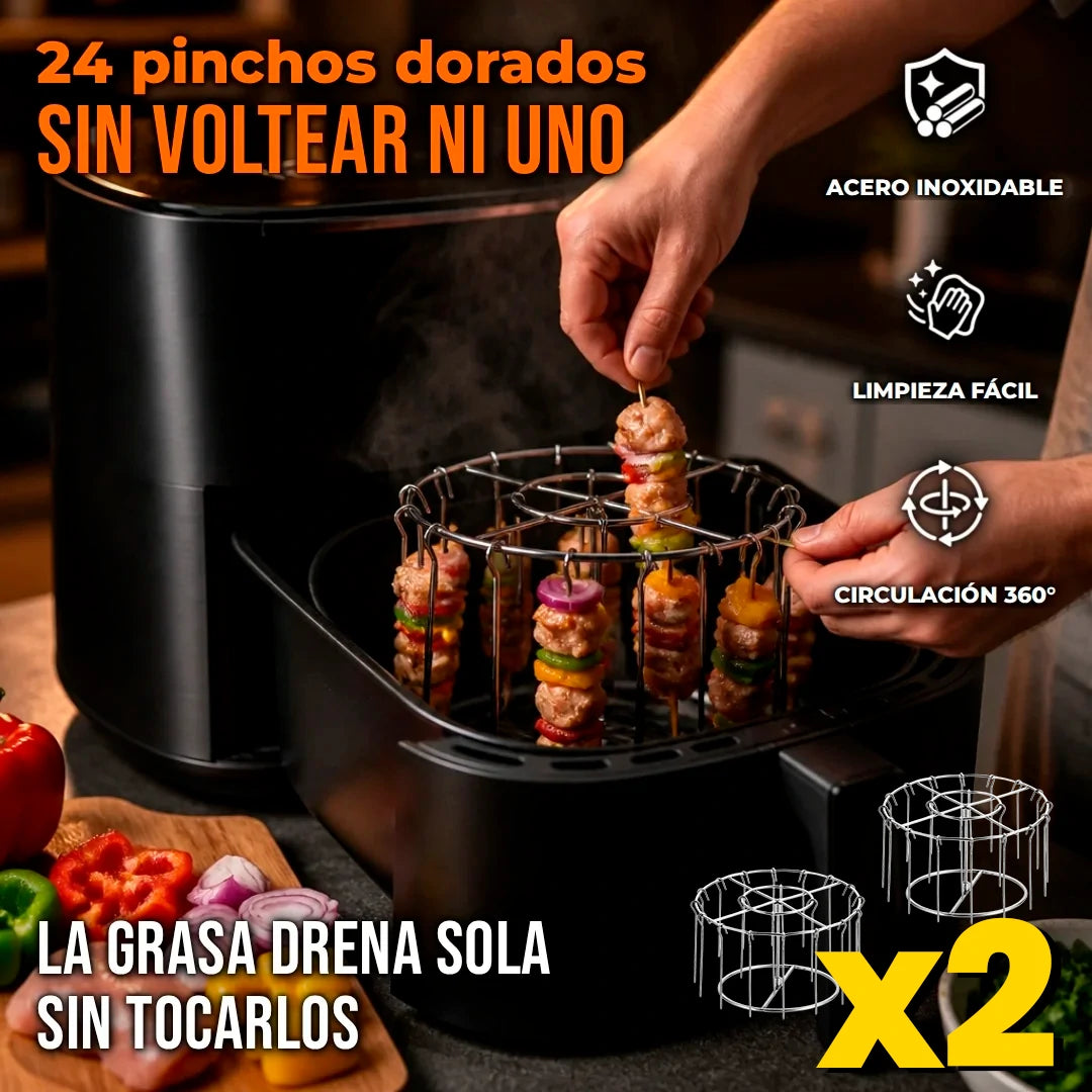 Pack X2 Soporte Vertical Brochetas Para Freidora De Aire