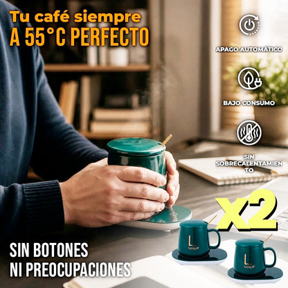 Set x2 Taza De Café Inteligente Con Base Calentadora Eléctrica