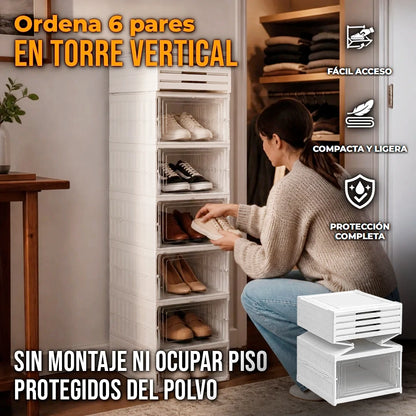 Zapatero Organizador Plegable 6 Niveles Con Cubierta Transparente