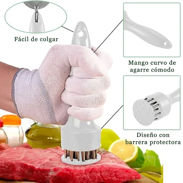 Ablandador de Carne Profesional Con 20 Agujas y Mango Ergonómico