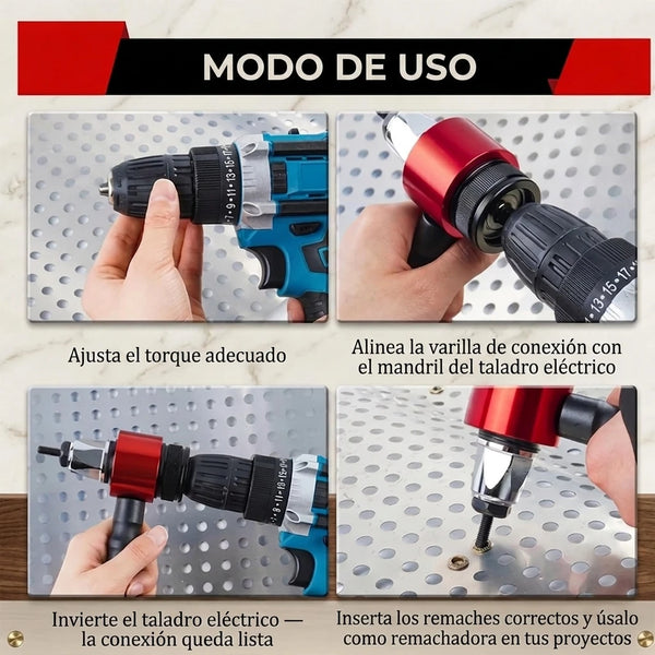 Adaptador Eléctrico De Remachadora M3-M8 Para Taladro Con Estuche