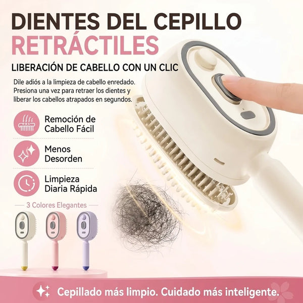 Cepillo Eléctrico de Vapor para Cabello Con Bruma Hidratante Antifrizz y Masaje de Cuero Cabelludo Recargable USB-C