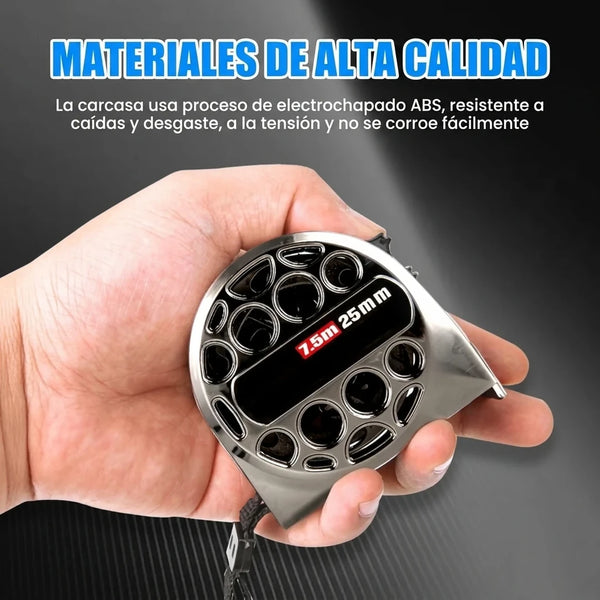 Cinta Métrica Industrial Galvanizada 7.5m Con Autobloqueo y Carcasa ABS Antigolpes